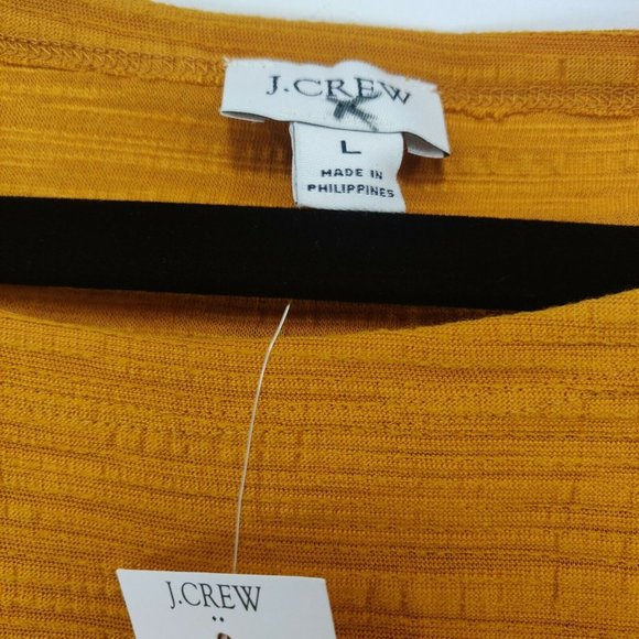 NWT J.Crew Women's Size L Crinkle Short Sleeve Crew Neck Amber Top Tee Blouse - Picture 5 of 6